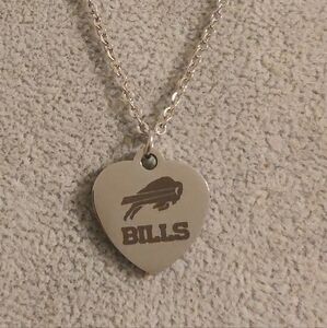 Stainless Steel Heart Necklace with Bills Logo